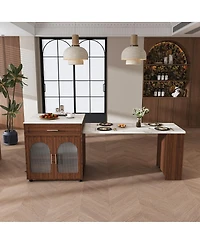 Streamdale Furniture Expandable Kitchen Island Dining Table and Power Outlet