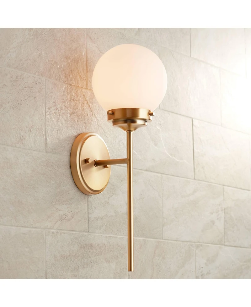 360 Lighting Ayva Modern Wall Light Sconce Brass Hardwire 6" Fixture White Glass Globe for Bedroom Bathroom Vanity Reading Living Room Hallway House