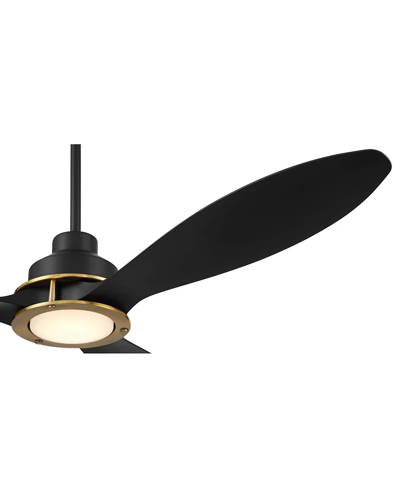 Casa Vieja 56" Veyron Modern Indoor Outdoor Ceiling Fan 3 Blade Led Light Remote Control Matte Black Finish Bedroom Damp Rated