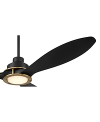 Casa Vieja 56" Veyron Modern Indoor Outdoor Ceiling Fan 3 Blade Led Light Remote Control Matte Black Finish Bedroom Damp Rated