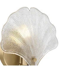 360 Lighting Deniz 7 3/4"H Satin Brass and Vintage Glass Ginkgo Leaf Wall Sconce