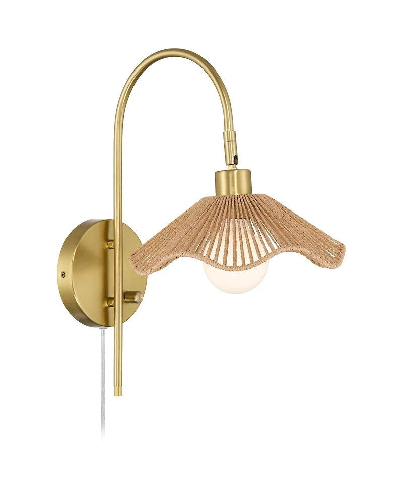 Possini Euro Design Possini Euro Primrose 17 1/4" H Brass Plug-In Wall Lamp Set of 2