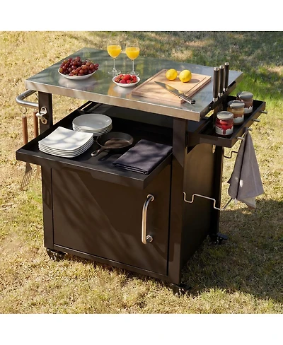 Streamdale Furniture Outdoor Grill Cart Storage, Stainless Top, Wheels