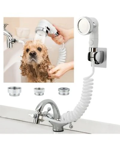 Aronkl Sink Faucet Sprayer Attachment 3 Spray Modes Stop Water-saving Stretchable Hose Pet Hair Rinser