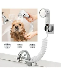 Aronkl Sink Faucet Sprayer Attachment 3 Spray Modes Stop Water-saving Stretchable Hose Pet Hair Rinser