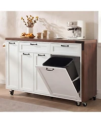 Streamdale Furniture Kitchen Island Extendable Table and Trash Storage