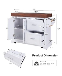 Streamdale Furniture Rolling Kitchen Island with Storage