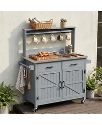 Streamdale Furniture Outdoor Kitchen Island with Stainless Steel Top and Storage