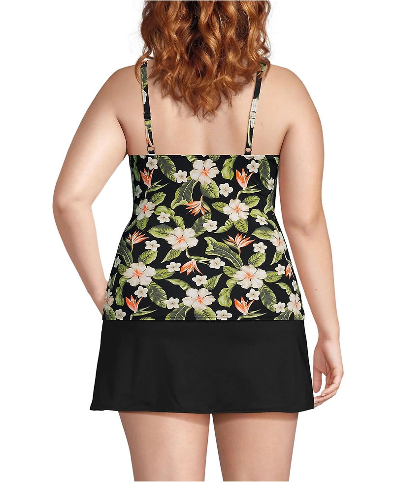 Lands' End Plus Size Ddd-Cup Sweetheart Wrap Underwire Tankini Top