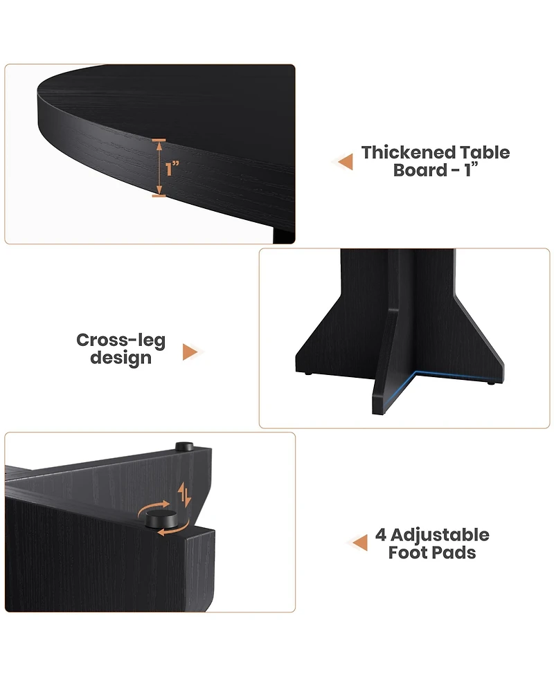 Homfan Space-Saving Modern Round Dining Table for 4-6, Sturdy Pedestal Base, Contemporary Furniture Apartment, Living Room, Kitchen