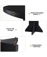 Homfan Space-Saving Modern Round Dining Table for 4-6, Sturdy Pedestal Base, Contemporary Furniture Apartment, Living Room, Kitchen