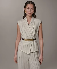 Donna Karan New York Petite Shawl Lapel Sleeveless Vest