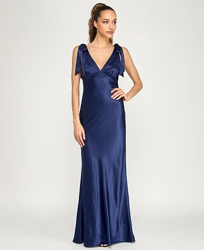 B Darlin Juniors' Sleeveless Satin Maxi Dress