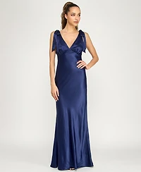 B Darlin Juniors' Sleeveless Satin Maxi Dress