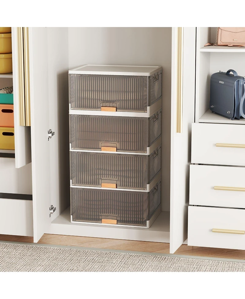 Gouun 4-Cube Stackable Storage Bins with Detachable Wheels