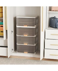 Gouun 4-Cube Stackable Storage Bins with Detachable Wheels