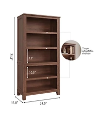 gaomon 71 Inch Tall Bookcase with Adjustable Shelves and 31.5 Inch Width, 5 Tier Farmhouse Bookshelf with Wooden Legs
