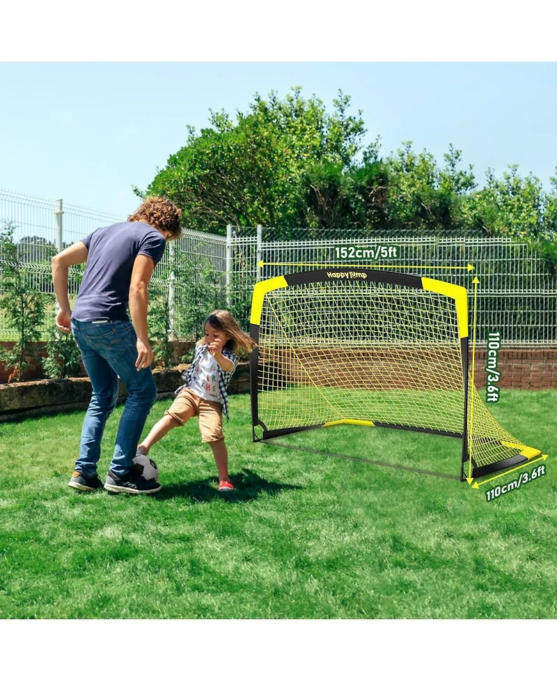 Happy Jump 5'x3.6' Soccer Goal 2 Set with Agility Ladder 12 Rung 20 Ft Speed Training