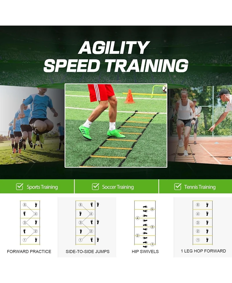Happy Jump Agility Ladder 12 Rung 20 Ft Speed Training Ladder Drill Sports Workout Equipment for Football Soccer Footwork Exercise