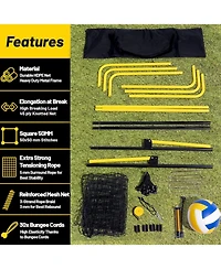 Happy Jump 7x4 Ft Portable Volleyball Rebounder Net, 5 Adjustable Angles Bounce Back Trainer, Heavy-Duty Steel Frame and 45-Ply Net