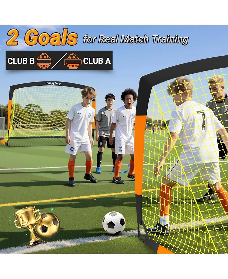 Happy Jump Soccer Goal 7'x5', 6.6 x3.3', 5'x3.6', 4'x3', 3'x2.2' Soccer Net for Kids Backyard