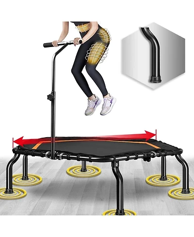 Happy Jump 50" Mini Fitness Trampoline Max. Load 250lbs Safe Silent Easy Installation