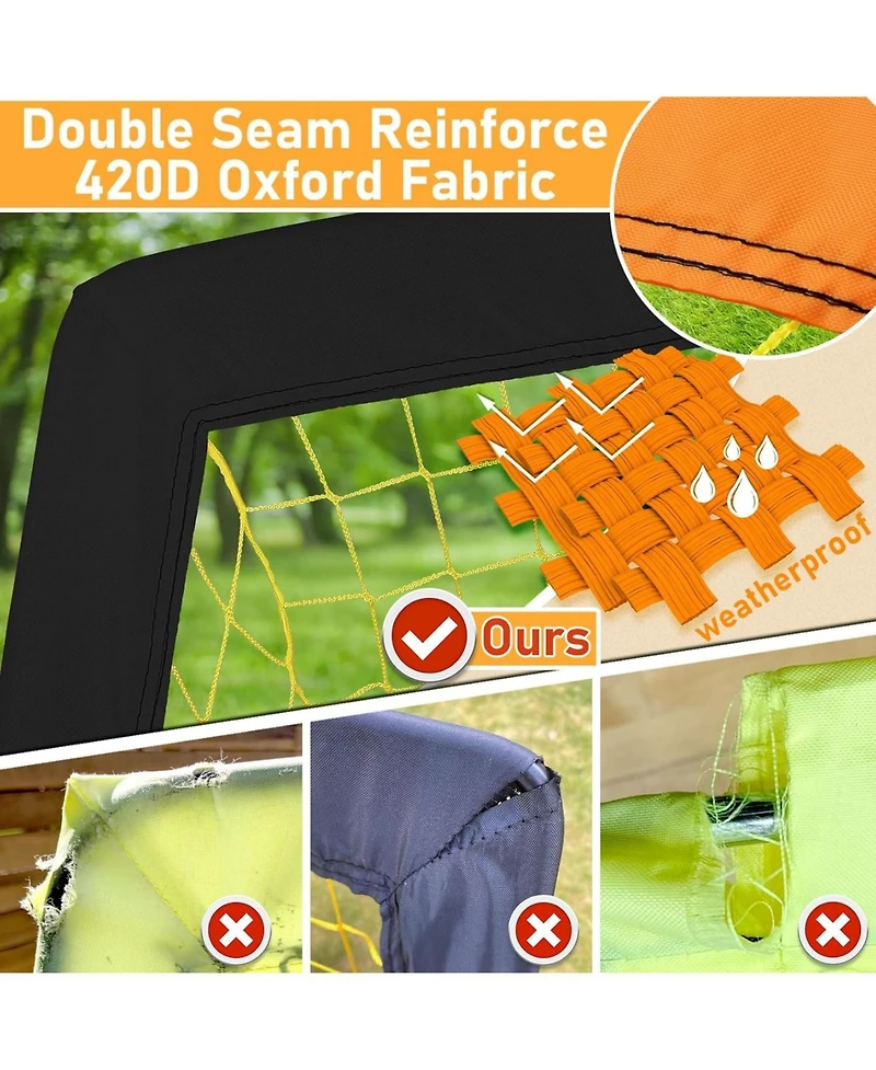 Happy Jump Soccer Goal 7'x5', 6.6 x3.3', 5'x3.6', 4'x3', 3'x2.2' Soccer Net for Kids Backyard