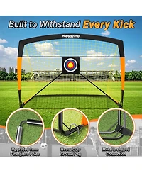 Happy Jump Soccer Goal 7'x5', 6.6 x3.3', 5'x3.6', 4'x3', 3'x2.2' Soccer Net for Kids Backyard