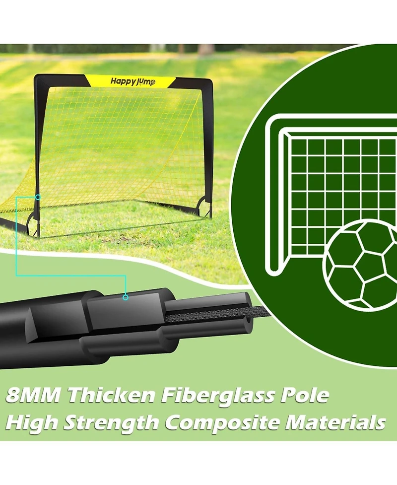 Happy Jump 7x5 Ft and 5x3.6 Ft Portable Soccer Goal for Youth Players Ages 6-14, Large-Frame Design Built for Long-Term Development, Easy Setup