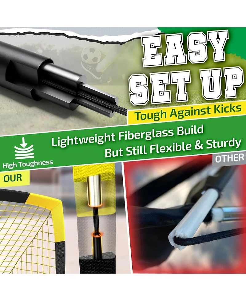 Happy Jump 7x5 Ft and 5x3.6 Ft Portable Soccer Goal, Large-Frame Design Built for Long-Term Development, Easy Setup for Backyard, Park