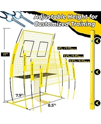 Happy Jump 8x11 Ft Professional Adjustable Volleyball Training Equipment, 3 Height Levels (6.5-8 Ft) Includes Volleyball for Indoor/Outdoor Training