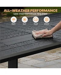 Pellebant 82.7in Outdoor Patio All-Weather Aluminum Dining Table with Umbrella Hole