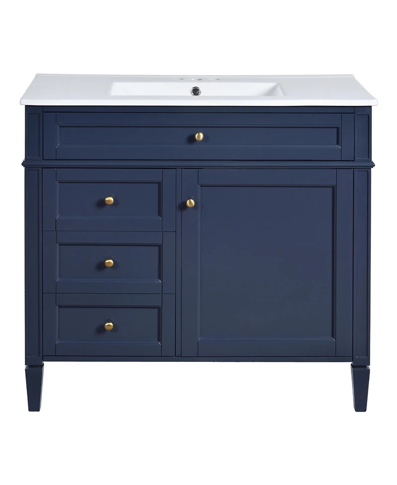 Casainc 36" Bathroom Vanity with Top Sink, Single Sink Bathroom Storage Cabinet with 2 Drawers and Tip-Out Drawer