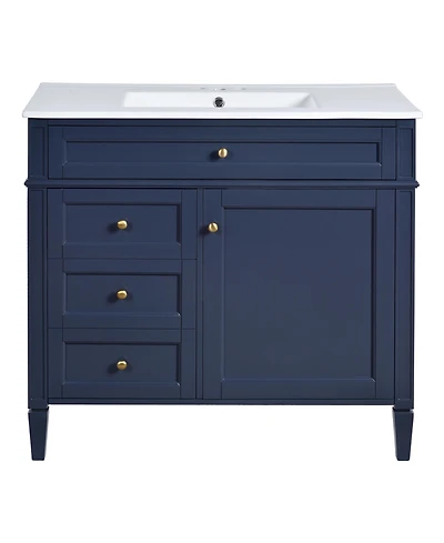 Casainc 36" Bathroom Vanity with Top Sink, Single Sink Bathroom Storage Cabinet with 2 Drawers and Tip-Out Drawer