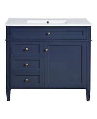 Casainc 36" Bathroom Vanity with Top Sink, Single Sink Bathroom Storage Cabinet with 2 Drawers and Tip-Out Drawer