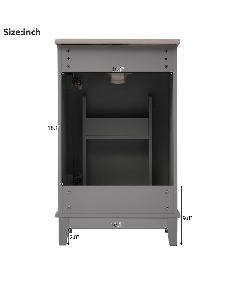 Casainc 20" Small Bathroom Vanity with Ceramic Basin, Bathroom Storage Cabinet with Soft-Close Door