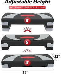 Zeny 31 Aerobic Step Platform, Adjustable Exercise Workout Stepper with Stable Risers, Stand Up Steppers for Exercise at Home, Fitness Equipment