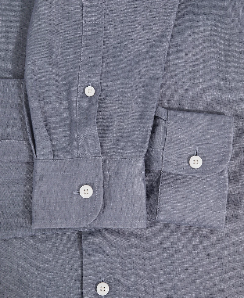 Reiss Men's Linen Cutaway Collar Regular Fit Shirt