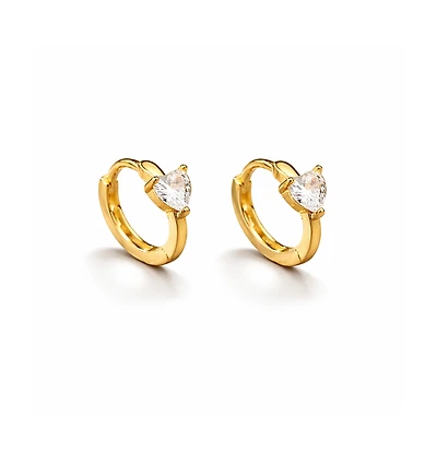 Rebl Jewelry Crystal Heart HoopEarrings