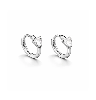 Rebl Jewelry Crystal Heart HoopEarrings