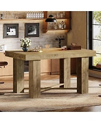 Tribesigns 55" Farmhouse Bar Table, Rectangular Counter Height Table, Modern Wooden Home Bar Furniture