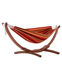 Vivere Double Cotton Hammock, Comfortable Daybed with Wood Frame, 8 Sunset