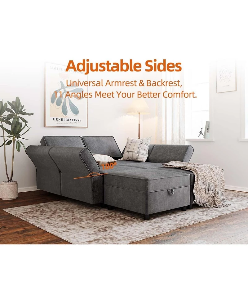 gaomon Modular Sectional Sofa with Ottomans Chenille Sleeper 7 - Seat Sofa Couch with Chaise and Storage Seats U Shaped Couch for Living Room