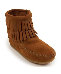 Minnetonka Kids Suede Double Fringe Side Zip Boots