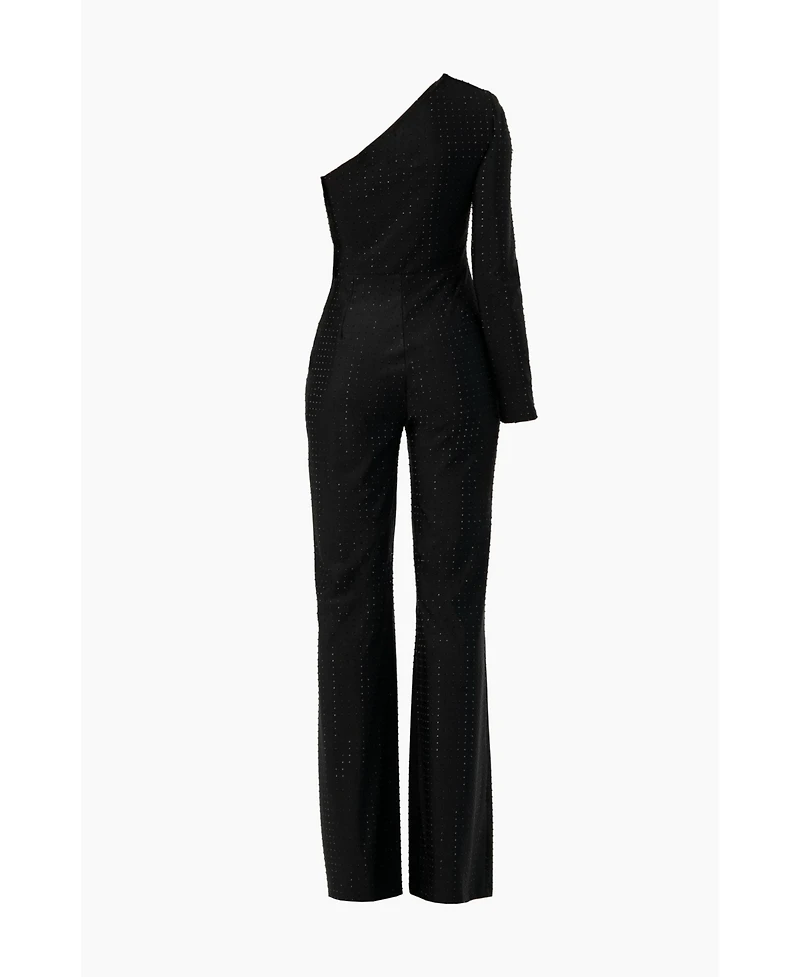 Ivonne Women's Wide-Leg Textured Jumpsuit with One Long Sleeve