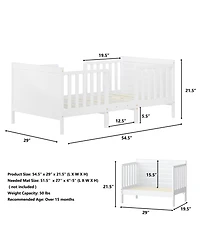 Sugift 2 in 1 Convertible Kids Wooden Bed Furniture with Guardrails