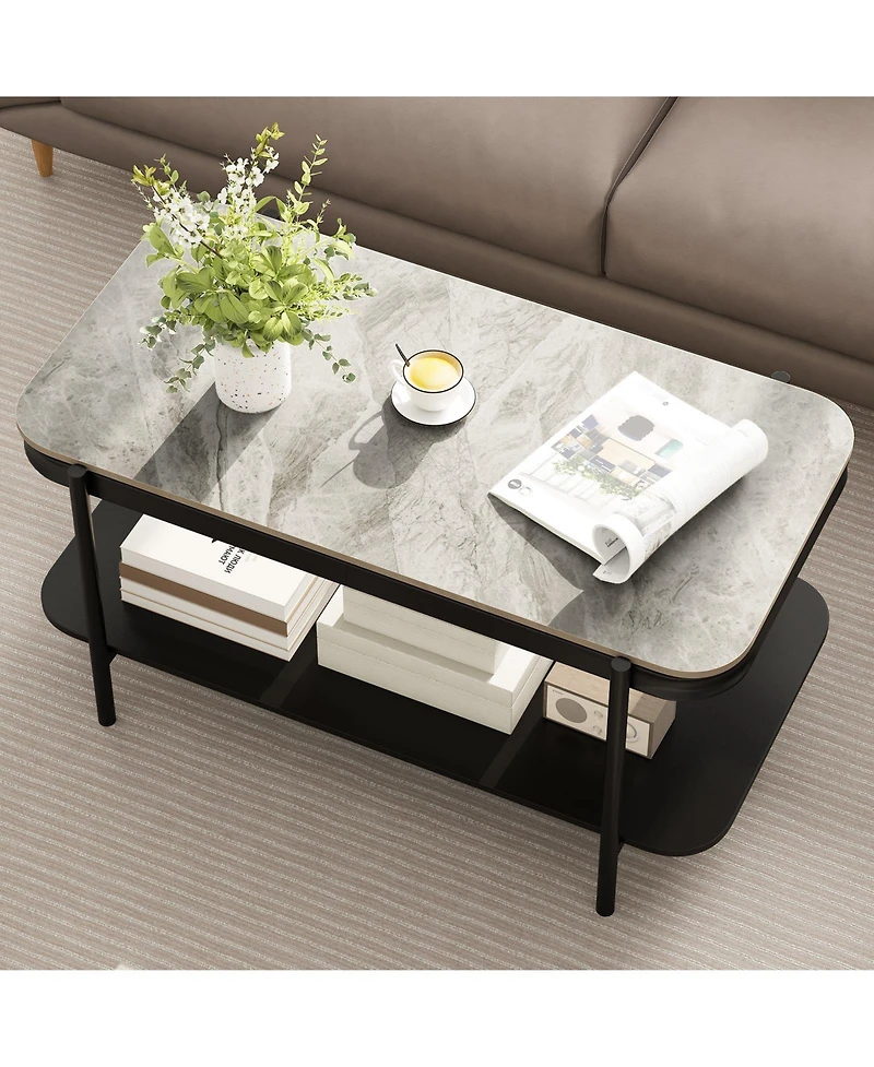 Slickblue 2 Tier Coffee Table Rectangular Sintered Stone Top
