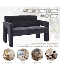 Rainsken 47" Chenille Loveseat Sofa, 2 Seater Mini Couch with Deep Seat and Dual Armrests, Upholstered Couch Perfect for Living Room, Apartment