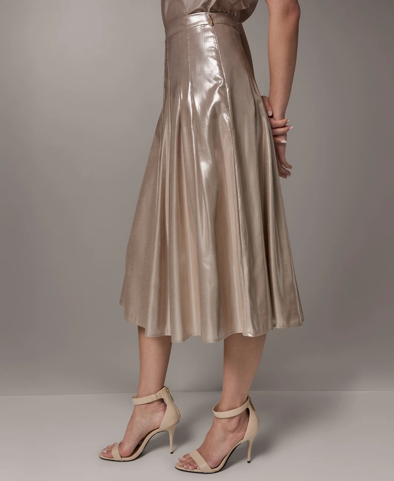 Donna Karan New York Women's Shine Pleated Metallic Midi Skirt