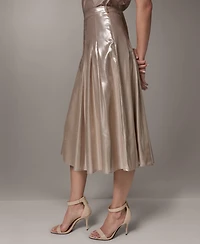 Donna Karan New York Women's Shine Pleated Metallic Midi Skirt